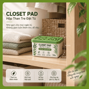 Bamboo Eco Drawer Fresh – Bộ 4 Túi Than Tre Mini Ngăn Kéo 50g Khử Mùi, Hỗ Trợ Hút Ẩm
